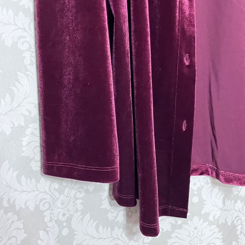 Lands End Velvet button Tunic XL  Rich Burgundy - Picture 9 of 12